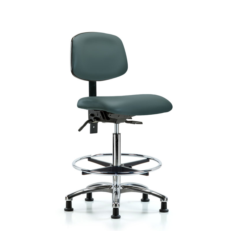 Vivienne Vinyl Drafting Chair, Colonial Blue, Glides, Not Included
