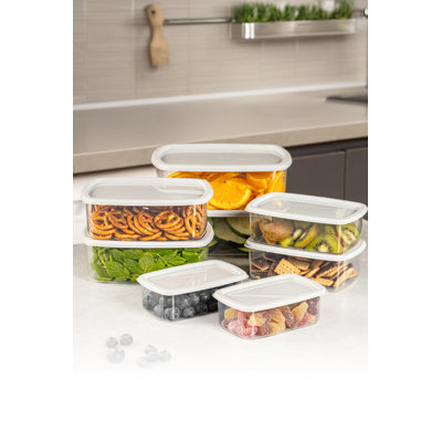 Durable Storage Box Set (8 Pieces), Gray, Various Sizes: 3.1 x 4.9 x 1.6 in (250 ml), 4.0 x 5.7 x 2.0 in (500 ml), 4.6 x 6.5 x 2.3 in (750 ml), 5.5 x 7.5 x 2.6 in (1200 ml) | 100% Plastic, Dishwasher Safe | Perfect for Organizing Kitchen & Home