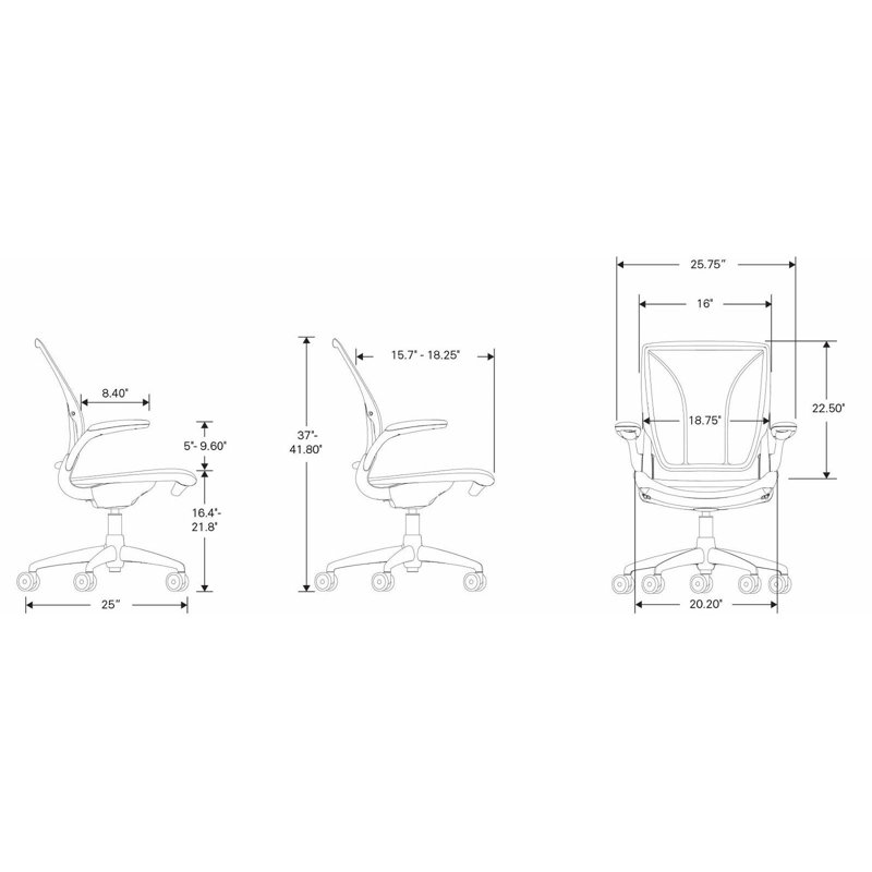 Diffrient World Swivel Task Chair by Niels Diffrient, Black Catena, Black Catena