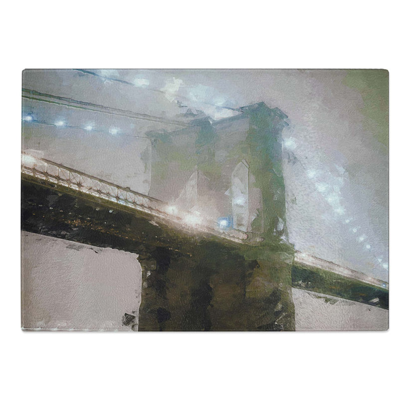 Glass Lights of Brooklyn Bridge in Abstract Chopping Board, 39 cm W x 28.5 cm L