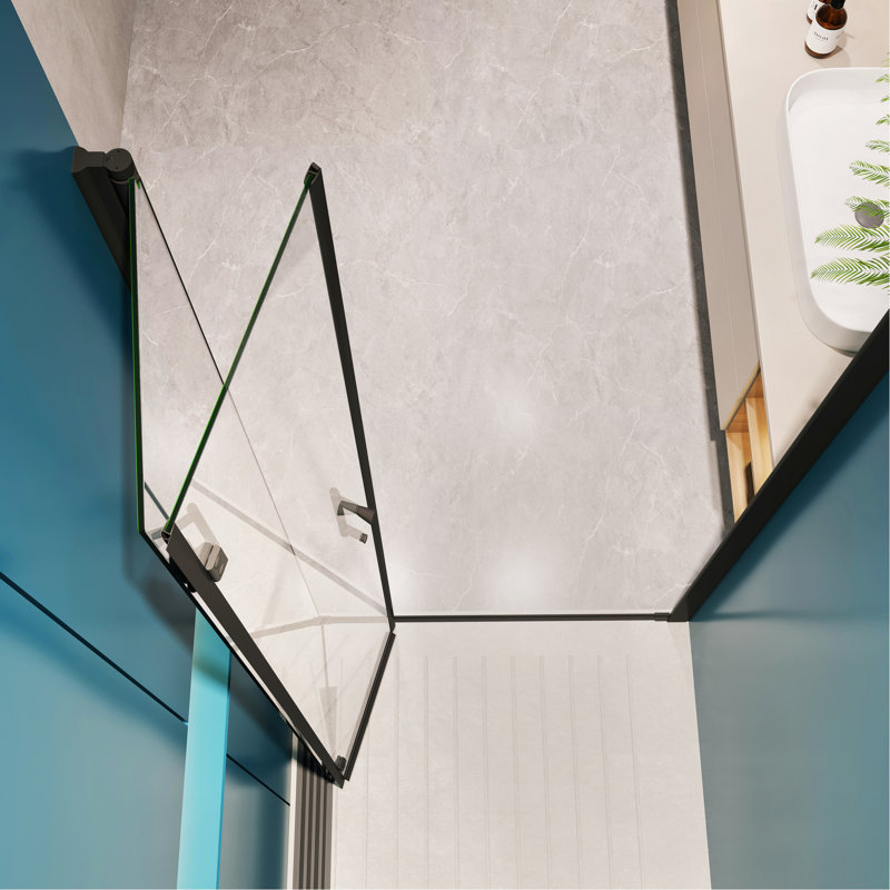 1 3/8" Adjustable Shower Door With Universal Pivot - 1/4" Tempered Glass, Matte Black, 36000 Open And Close Investigations, Fantastic Leak Capacity Glass Adjustable,