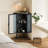 Vega 22.25" Floor Coner Cabinet With Tempered Glass Door & Storage Shelves For Bathroom, Living Room, Bedroom