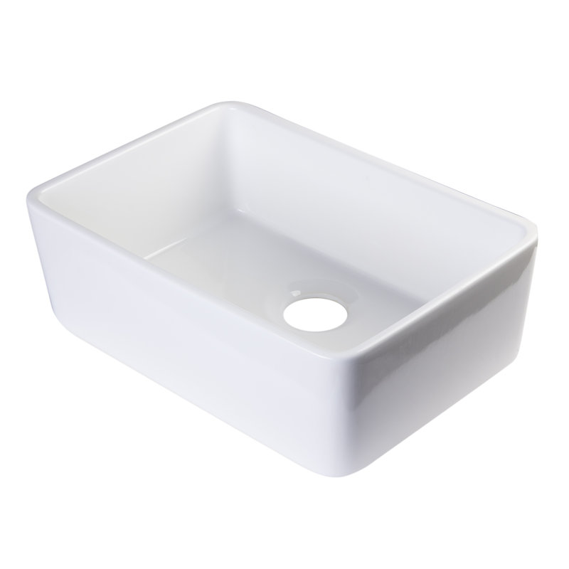 23.375'' L Single Bowl Fireclay Kitchen Sink, White