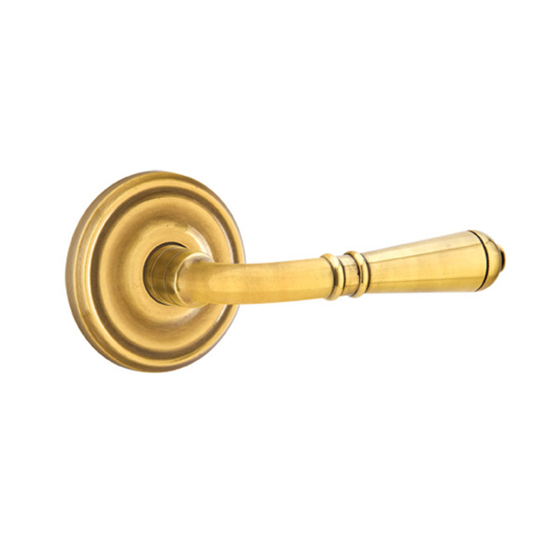 Levier de porte avec rosette Turino Passage, Droite, Laiton antique français