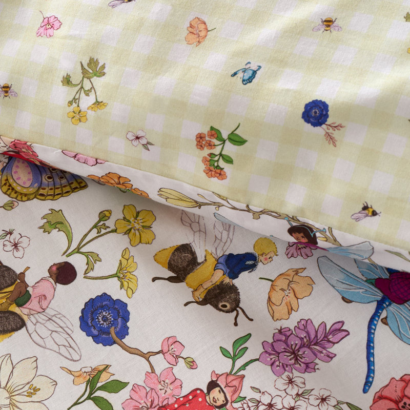Garden Friends Cotton Floral Duvet Cover Set with Pillowcases, Double