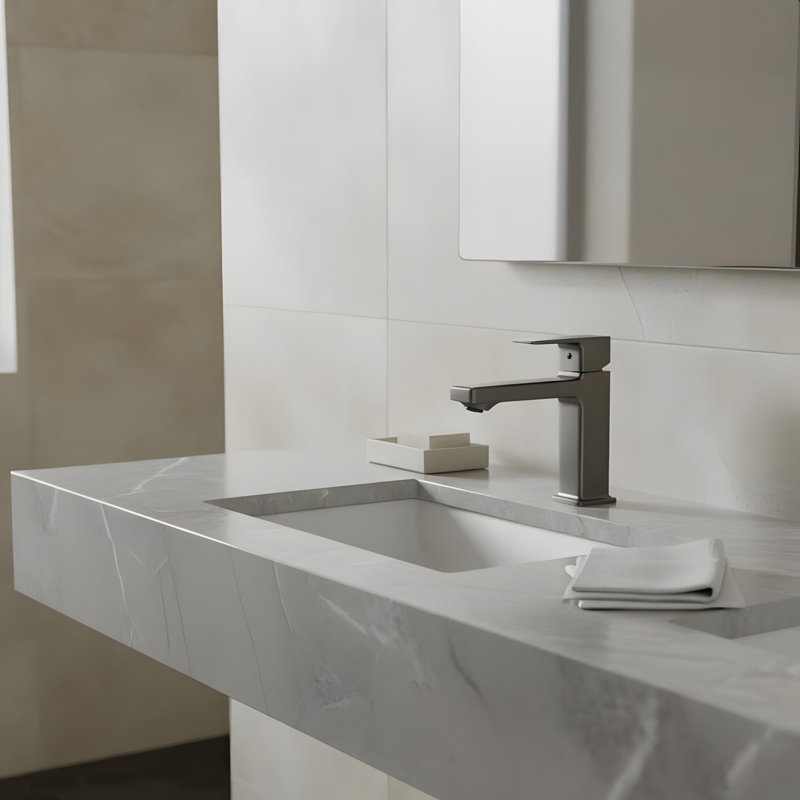 Robinet de lavabo de salle de bain moderne à un trou minimaliste, Gris