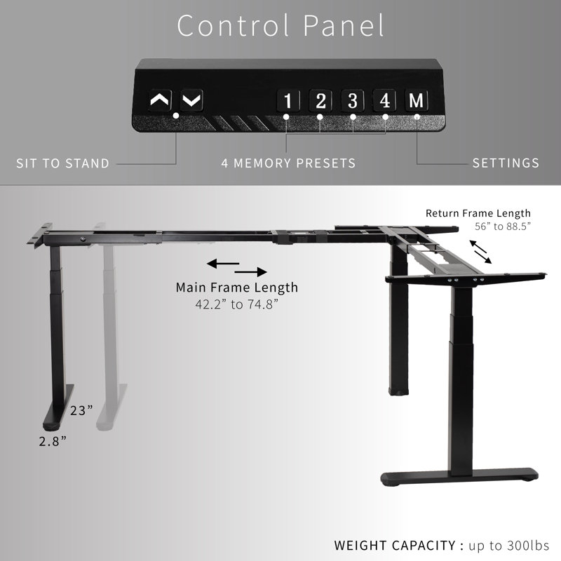 ErgoCraft Programmable White L-Shaped Electric Standing Desk Frame