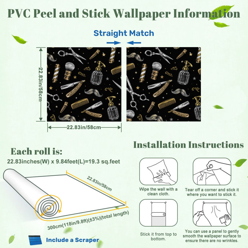 Papier peint auto-adhésif Peel and Stick, 24in W x 118in L