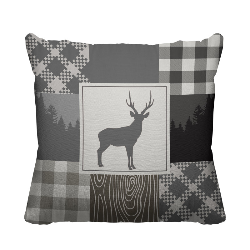 Coussin intérieur / extérieur Range Trees Cabin, 19 po x 19 po, gris, Carré