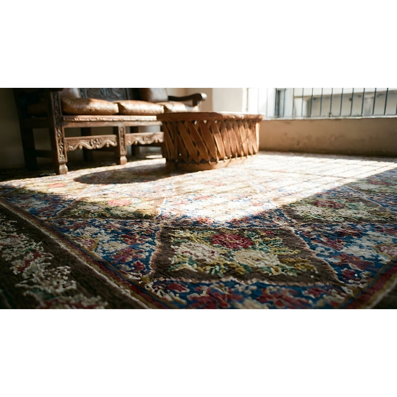 Antique Wool Blue Flat Weave Rug