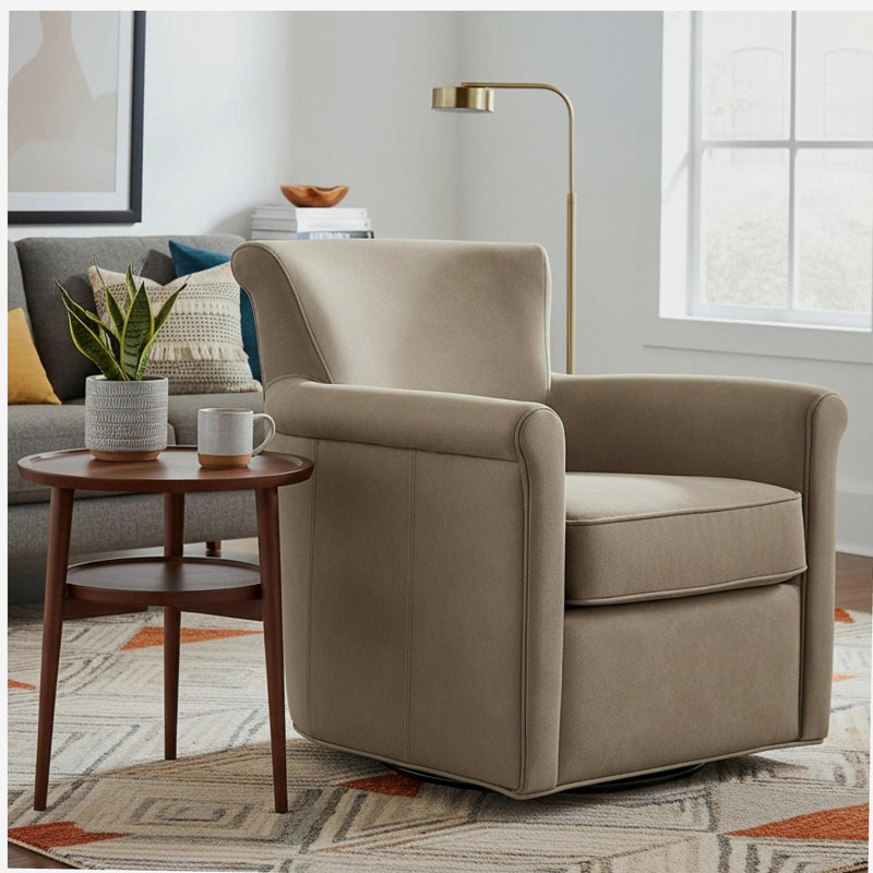 Fauteuil d'appoint pivotant en similicuir Westly , Taupe