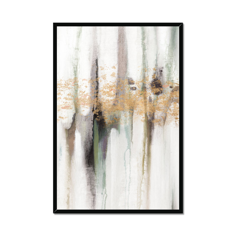 Falling Gold Leaf I by Studio W - Painting, 95cm H x 65cm W, Black Framed Paper Print