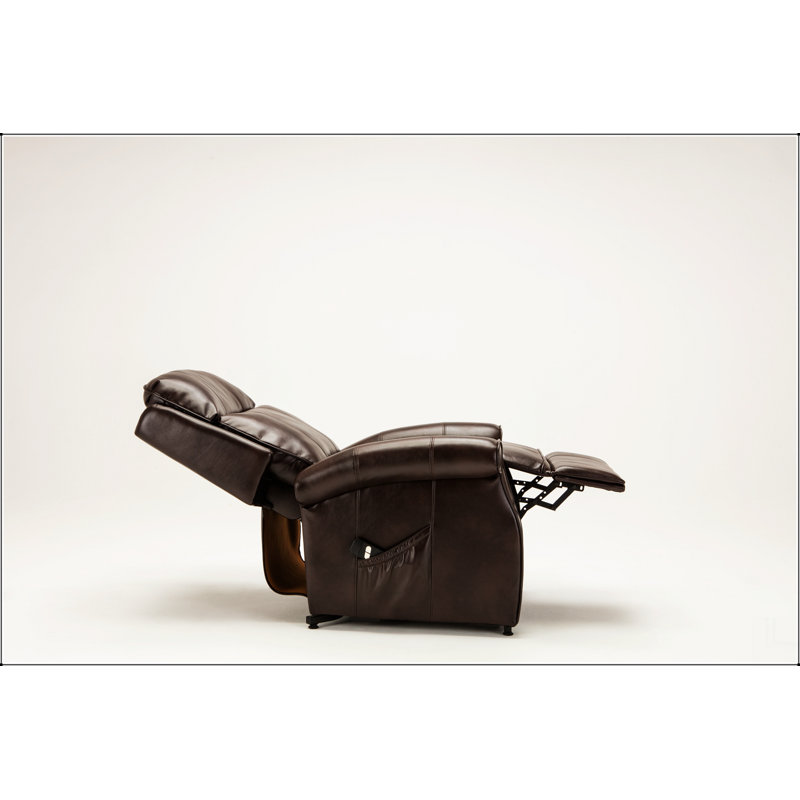 Landis Brown Traditional Lift Chair, Manual - Push Button, Brown Faux Leather