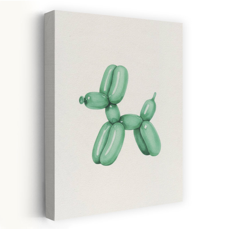 Playful Green Balloon Dog by Andreas Magnusson - Wrapped Canvas Print, 45.72 cm H x 30.48 cm W