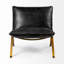  Fauteuil de chambre en cuir grainé noir vieilli avec structure en laiton-133672084-133672085