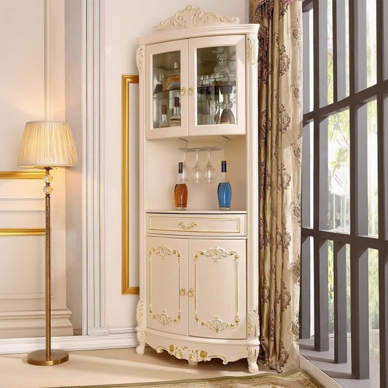 Armoire de coin en bois massif beige, Beige, H 86,61 po x l 23,62 po x P 35,43 po