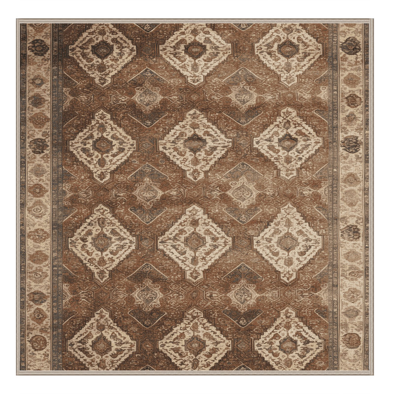 Tapis brun lavable à la machine, Carré 7 pi