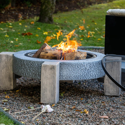 Magliana Round Polyresin Wood Burning Smokeless Fire Pit