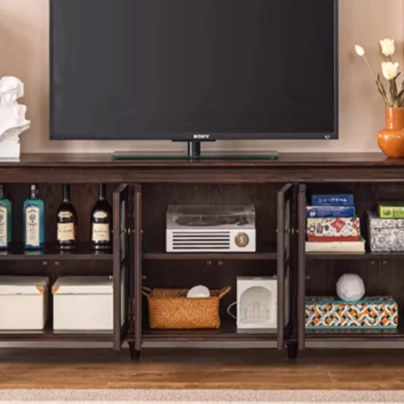 Meuble télé en bois de style médiéval, H 28,74 po x L 86,61 po x l 15,74 po, Brun