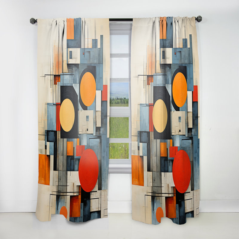 Kimblyn Constructivism Construit Horizons V - Rideau moderne - Velours obscurcissant - 1 panneau, L 52 po x L 84 po