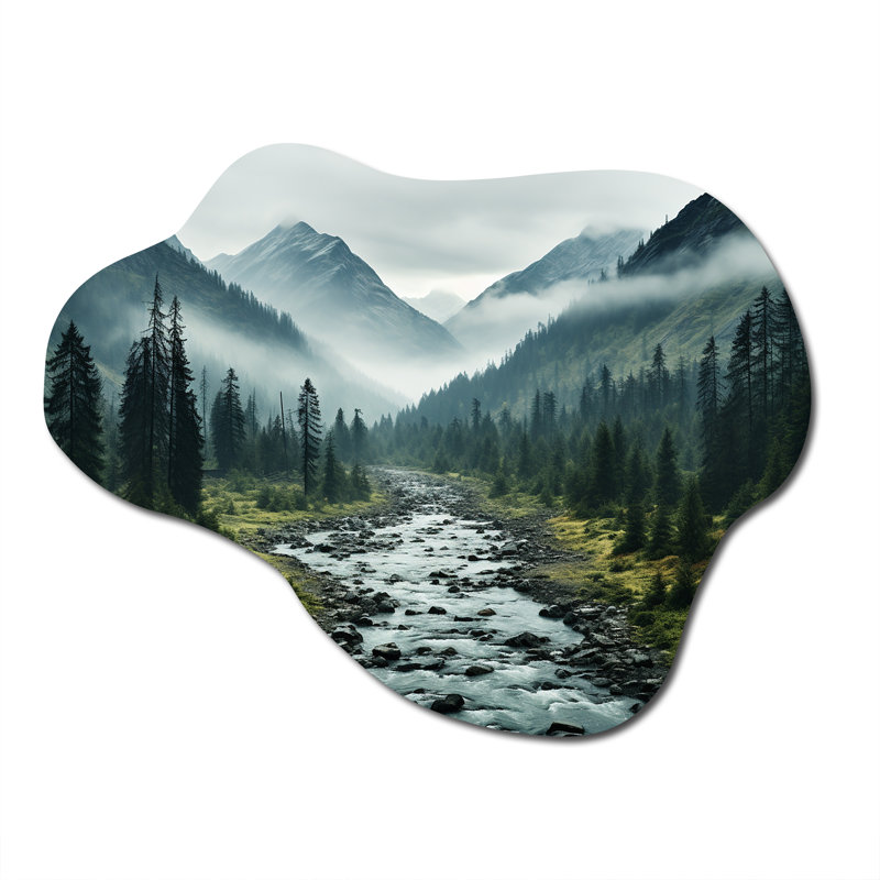Canada Misty Mountains - asymétrique Canada, art mural en métal, sculpture murale en métal, H 27 po x l 35 po x P 1 po