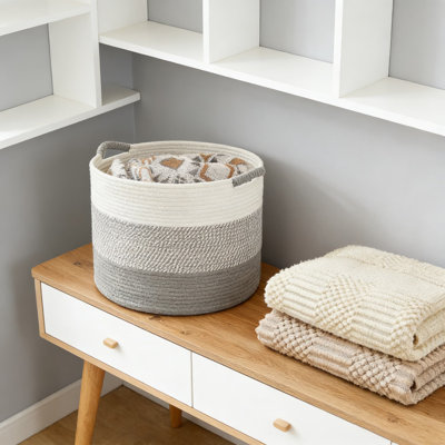 Large Woven Cotton Rope Storage Basket, 70L Boho Decorative Basket For Blankets, Pillows, Toys, And Laundry, Handwoven Natural Basket For Living Room, Nursery, And Bedroom Organization