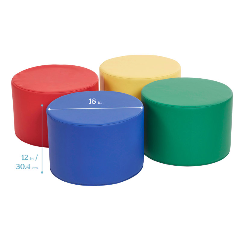 SoftZone Assorted Round Foam Ottomans Set, 4-Piece