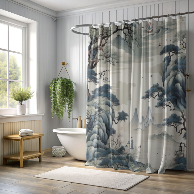 Rideau de douche ancien de qualité supérieure, H 74 po x l 71 po