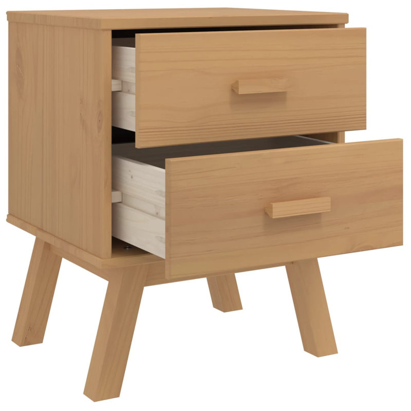 Table de chevet en bois massif Lachish, Brun