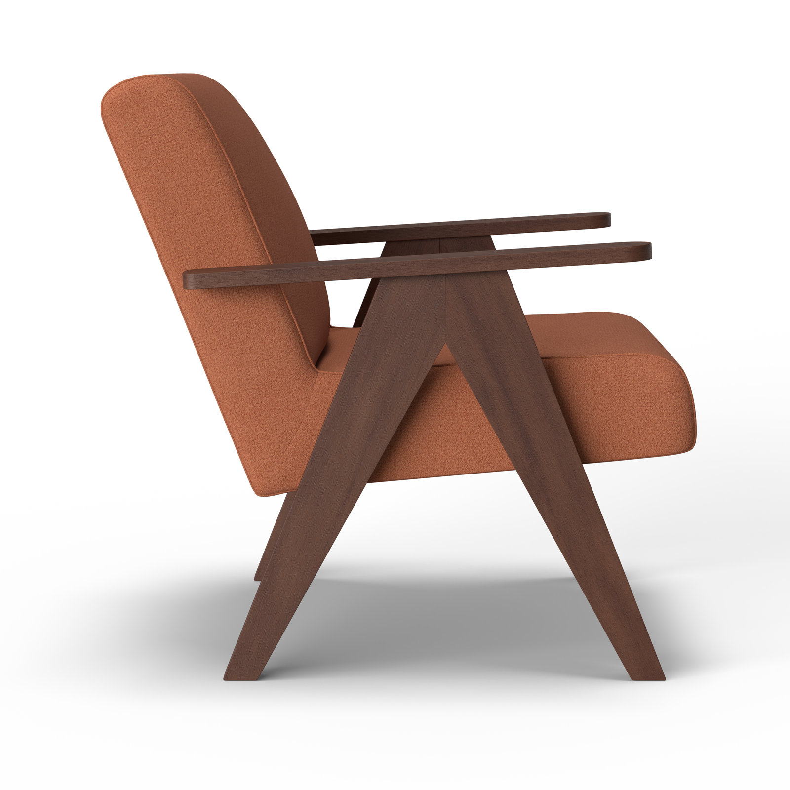 Luna Upholstered Jeanneret Accent Chair, Rosewood, Dark Walnut