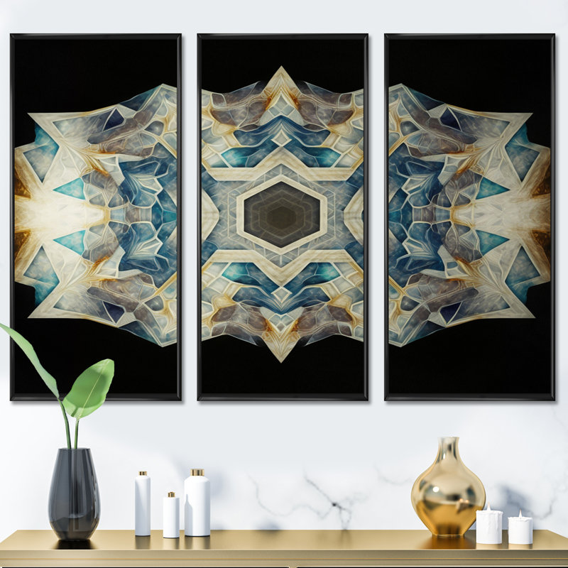 Sacrée géométrie dans des tons de couleurs rétro - impression sur toile 3 pièces, H 32 po x l 48 po x P 1 po