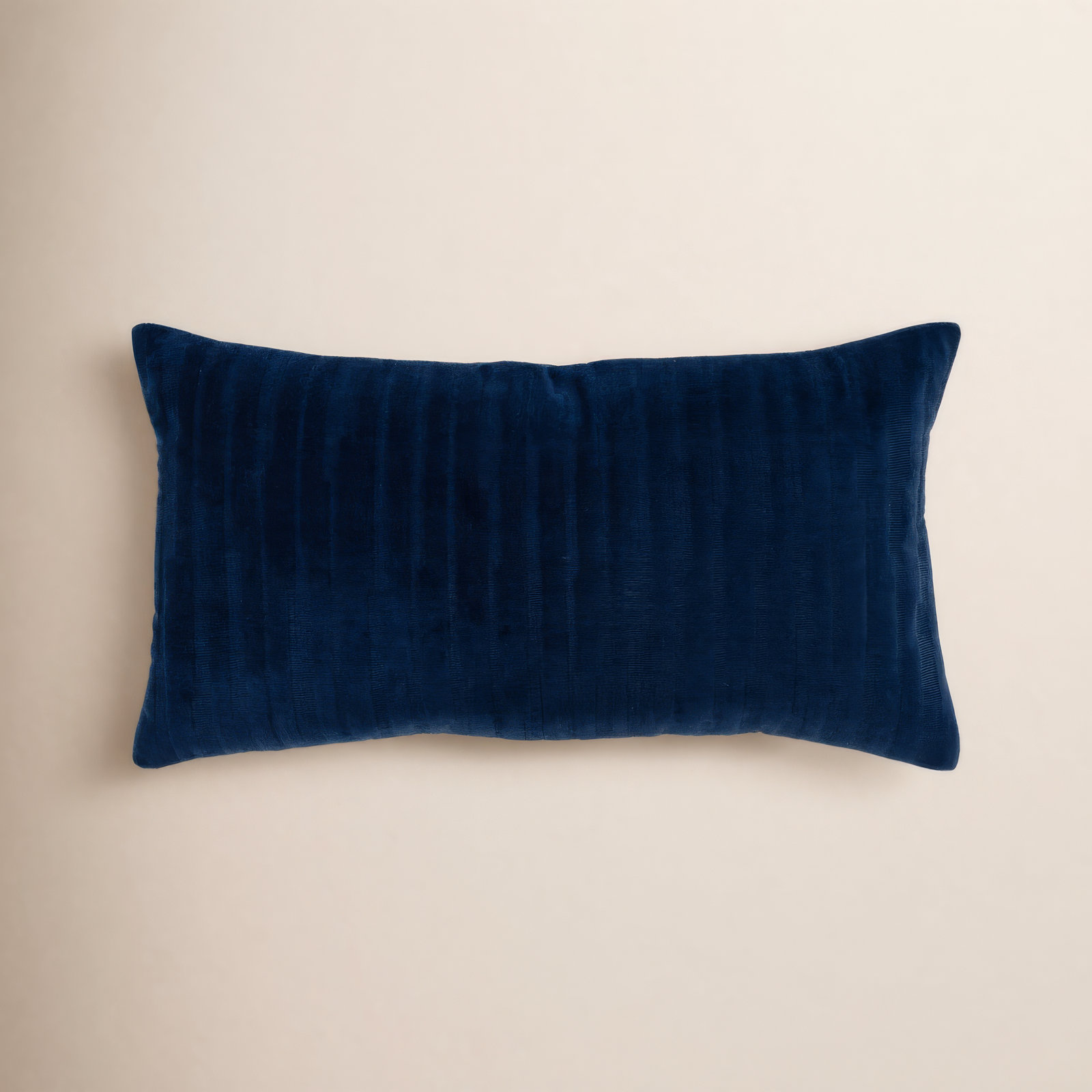 Zorina Embroidered Cotton Lumbar Throw Pillow, Dark Blue