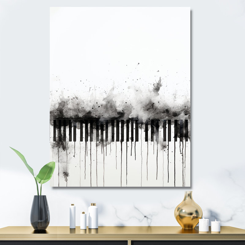 «Piano Keys Tranquility Midnight Black I», reproduction sur toile, Toile tendue, 20" H x 12" W