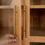 Grand garde-manger arqué avec tablettes de porte, armoire de rangement de cuisine de ferme avec tablettes ouvertes et réglables, tiroir caché et porte en verre, armoire-129434440