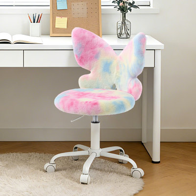 Desk Chair - Comfy Swivel Kids Desk Chair for Room, Fluffy Butterfly Kids by Zoomie Kids