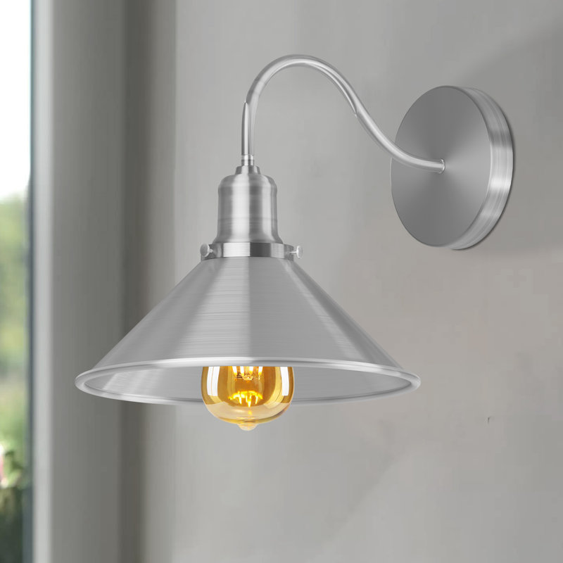 Ayon Armed Sconce, Satin Nickel