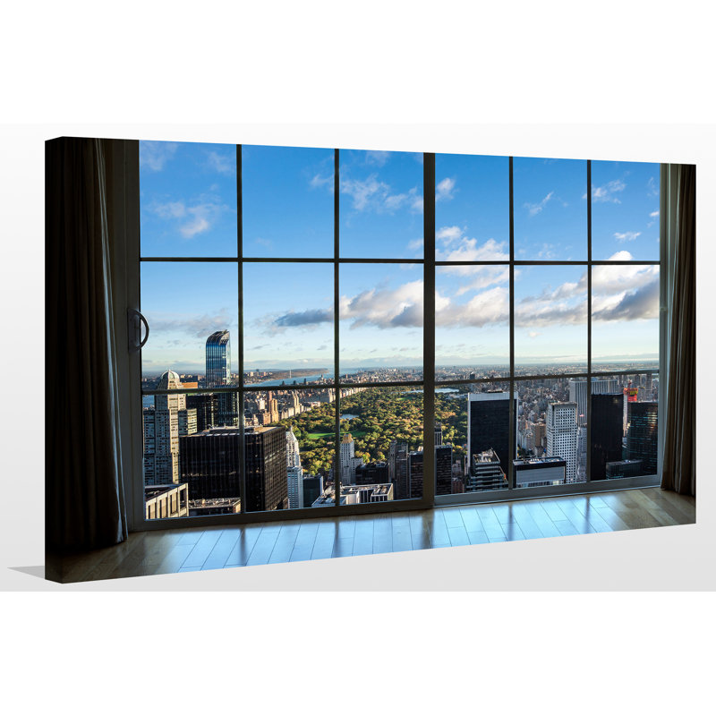 « new york central park ii window », reproduction de photo sur toile tendue, H 28 po x l 48 po x P 1,5 po