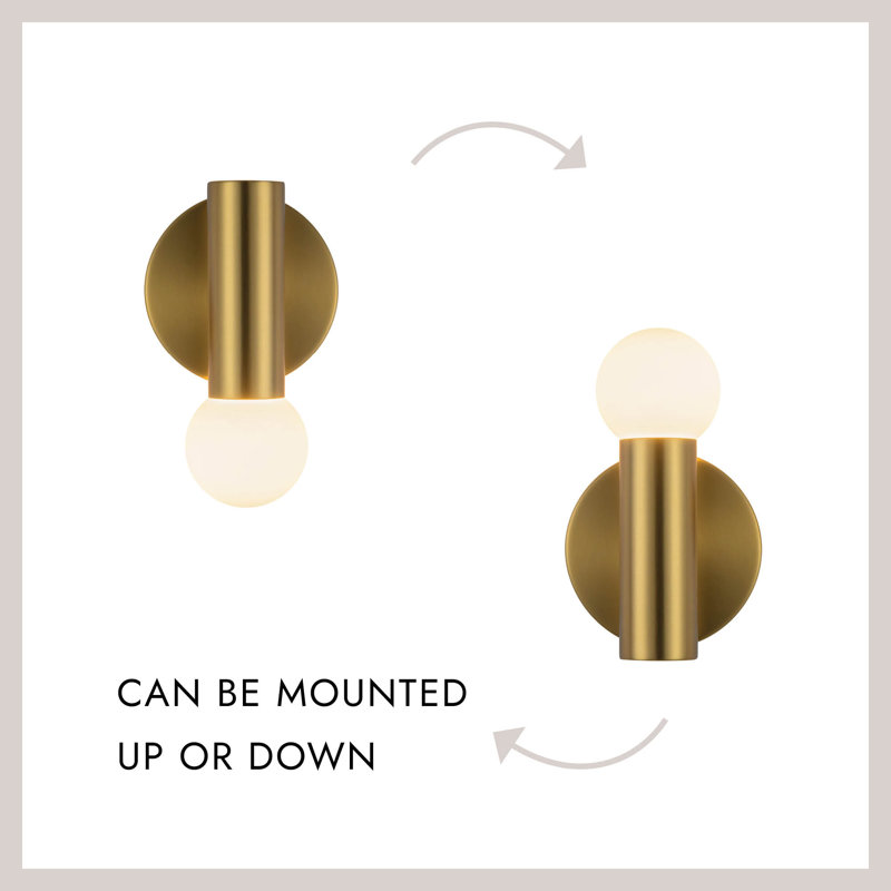 1 - Light Flush Mounted Sconce, Brushed Gold/Black Vegan Leather