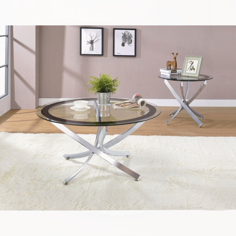 Ensemble de table basse et de table de bout chromée 2 pièces, Chrome