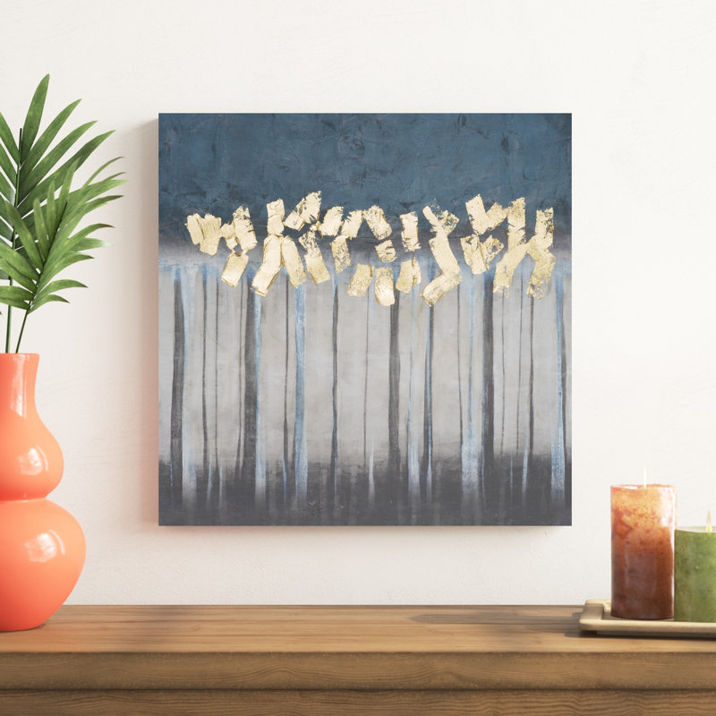 «Embellished Treeline I», peinture sur toile, H 20 po x l 20 po x P 1,25 po, Toile tendue