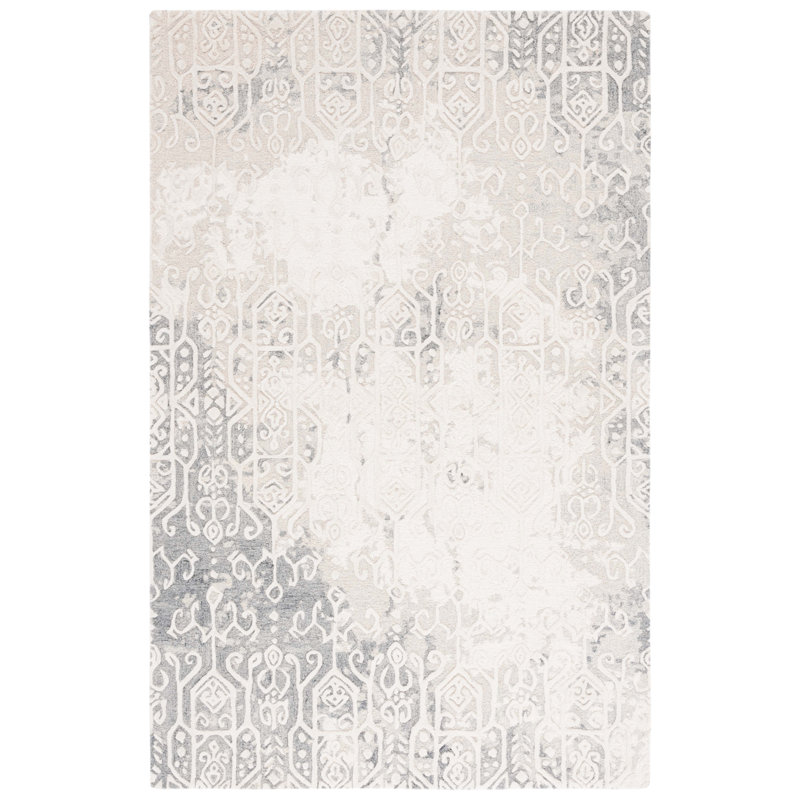 Ebony Hand Tufted Wool Pile Southwestern Rug, Rectangle 5' x 8'