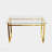 51" Modern Minimalist Rectangular Glass Dining Table 0.31" Tempered Glass Top Golden Chrome Metal Legs 4-6 Person-864785677