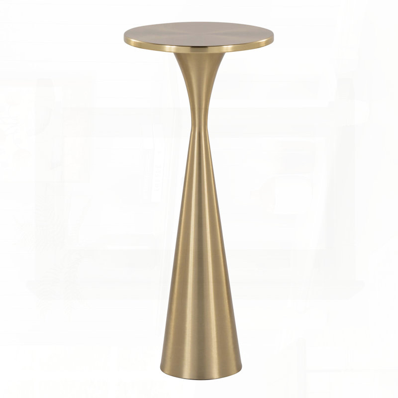 Table d'appoint contemporaine en métal avec forme de sablier, Doré