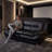 79”Modern 3 Seater Black Faux Leather Sofa