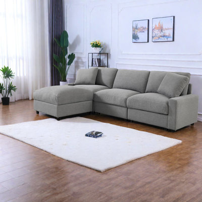 Canapé modulaire moderne avec rangement caché, tissu en polyester durable, parfait pour les espaces de vie compacts
