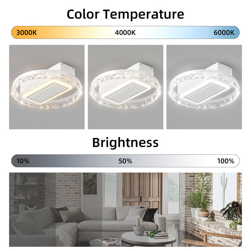 Ventilateur de plafond moderne sans feuille de 20 pouces avec moteur réversible amovible et lavable à télécommande