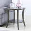 Table basse ovale grise - Style avec bois de bouleau et étagère supplémentaire-1102228949