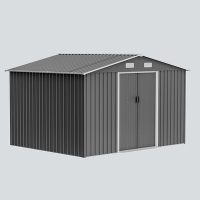 Spacious 10X8 FT Outdoor Multi-Utility Shed | Weather-Resilient Metal Garden Storage With Strong Foundation | Secure Lockable Doors | Stylish Grey Des -  Best Robe Ever, ORW2505S00035#hBcUSHWORs1LWWZ