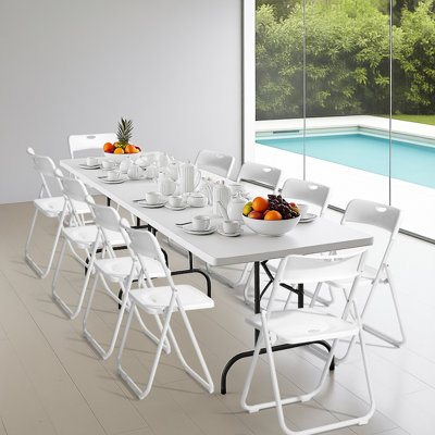 Ensemble de chaises pliantes en métal blanc pour patio (ensemble de 10)