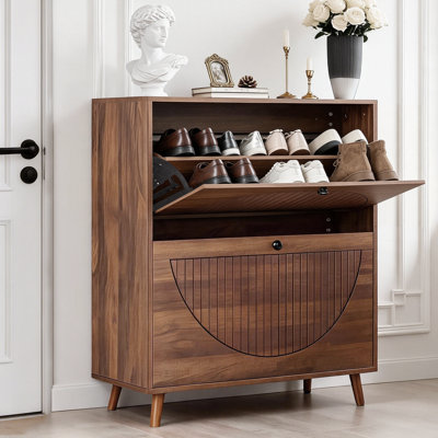 Shoe Storage Cabinet With 2 Flip Doors 20 Pair